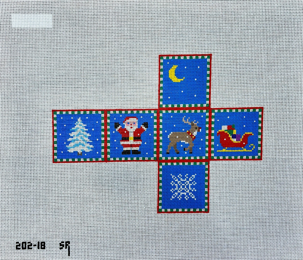 Santa, Sleigh, Reindeer and Tree, 2" Cube