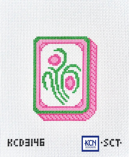 Pink Mahjong Flower Tile Printed Canvas