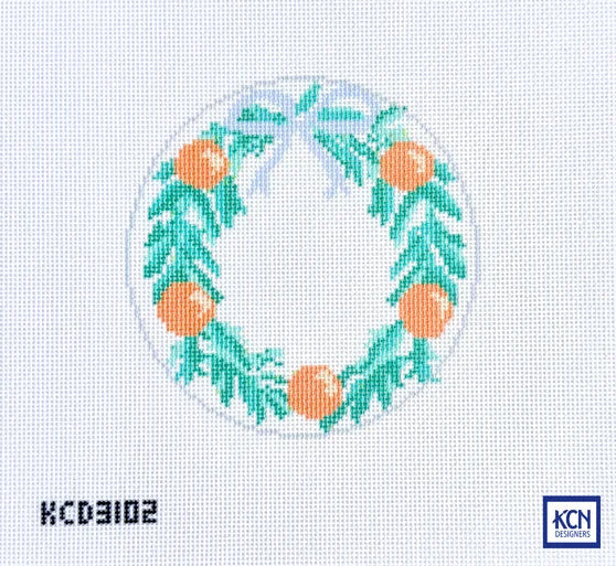 Citrus Wreath Ornament Round Printed Canvas