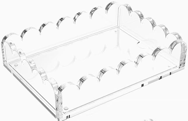 Small Scalloped Acrylic Tray with Magnetic Mat