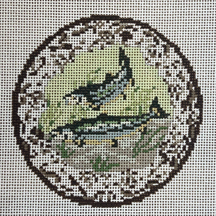 Transferware Salmon Plate