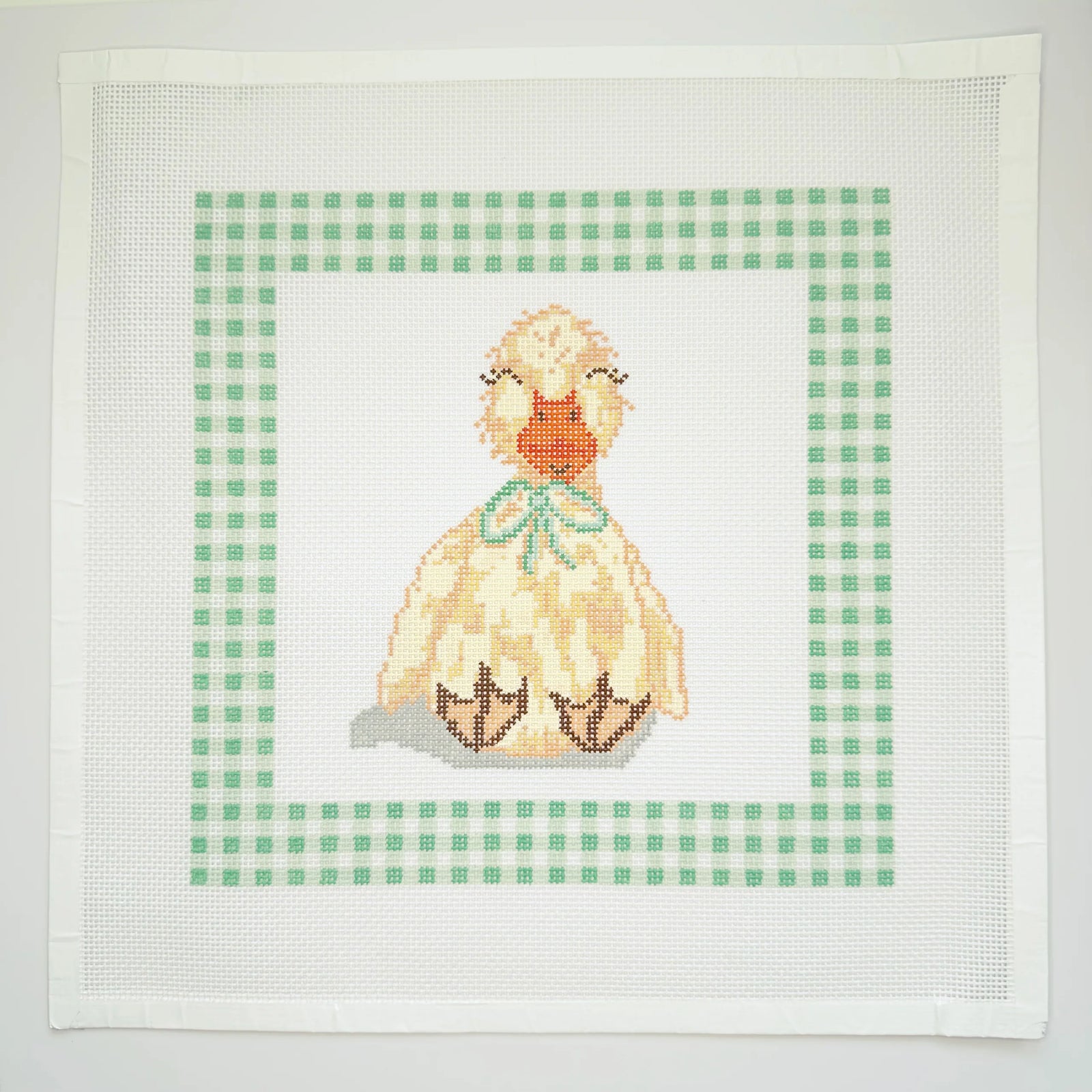 Duck Lovey with Green Gingham Border