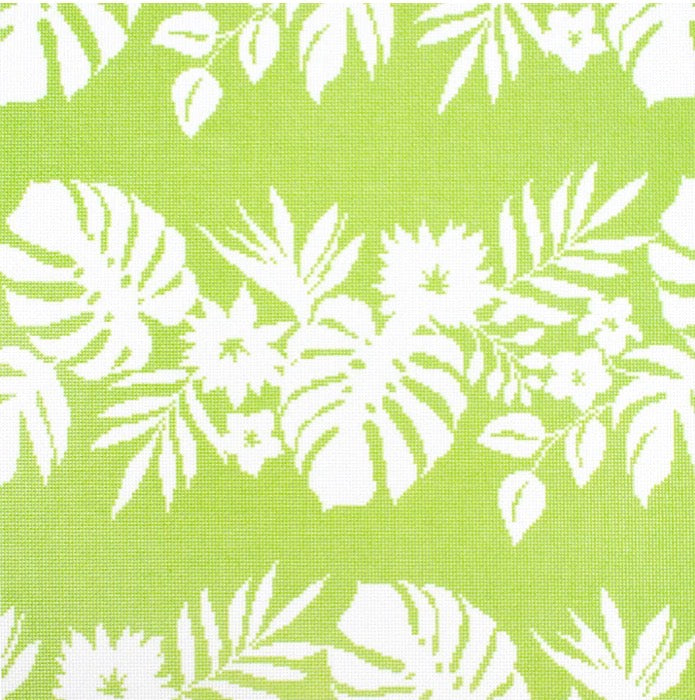 Hibiscus Pillow - White on Green