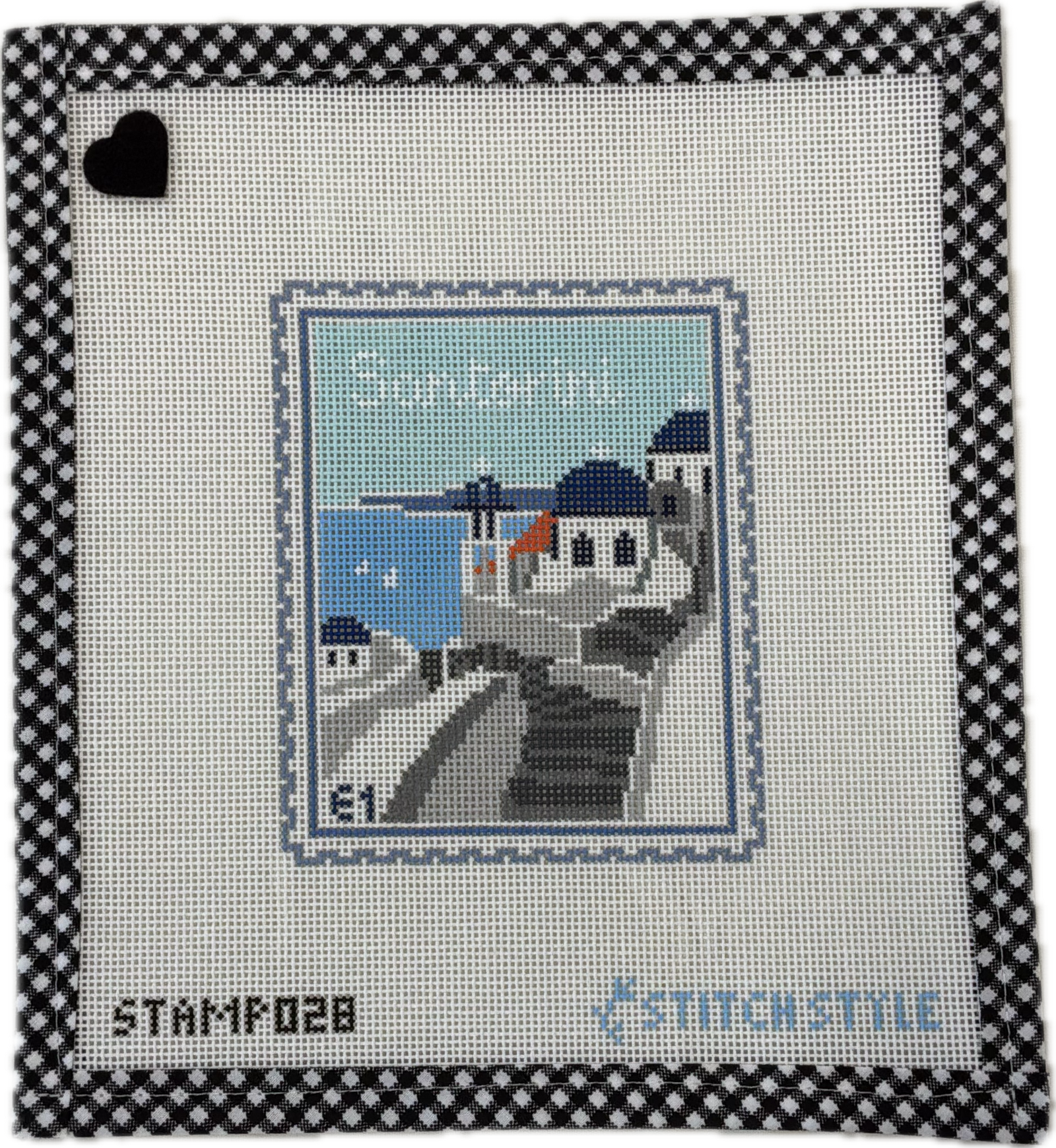 Santorini Travel Stamp