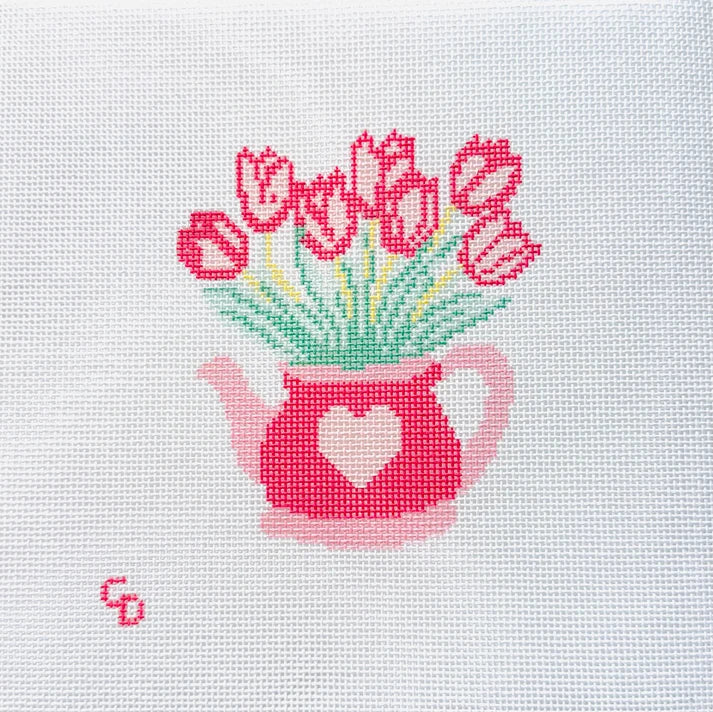 Heart Flower Teapot Canvas