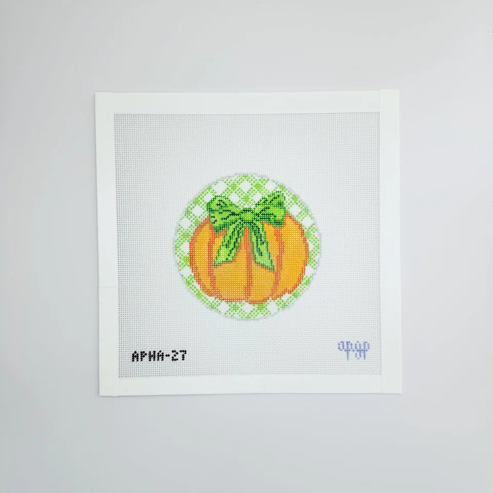 Gingham Pumpkin Round - Green