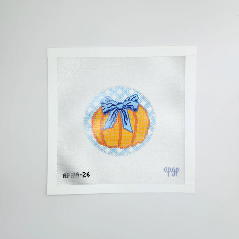 Gingham Pumpkin Round - Blue