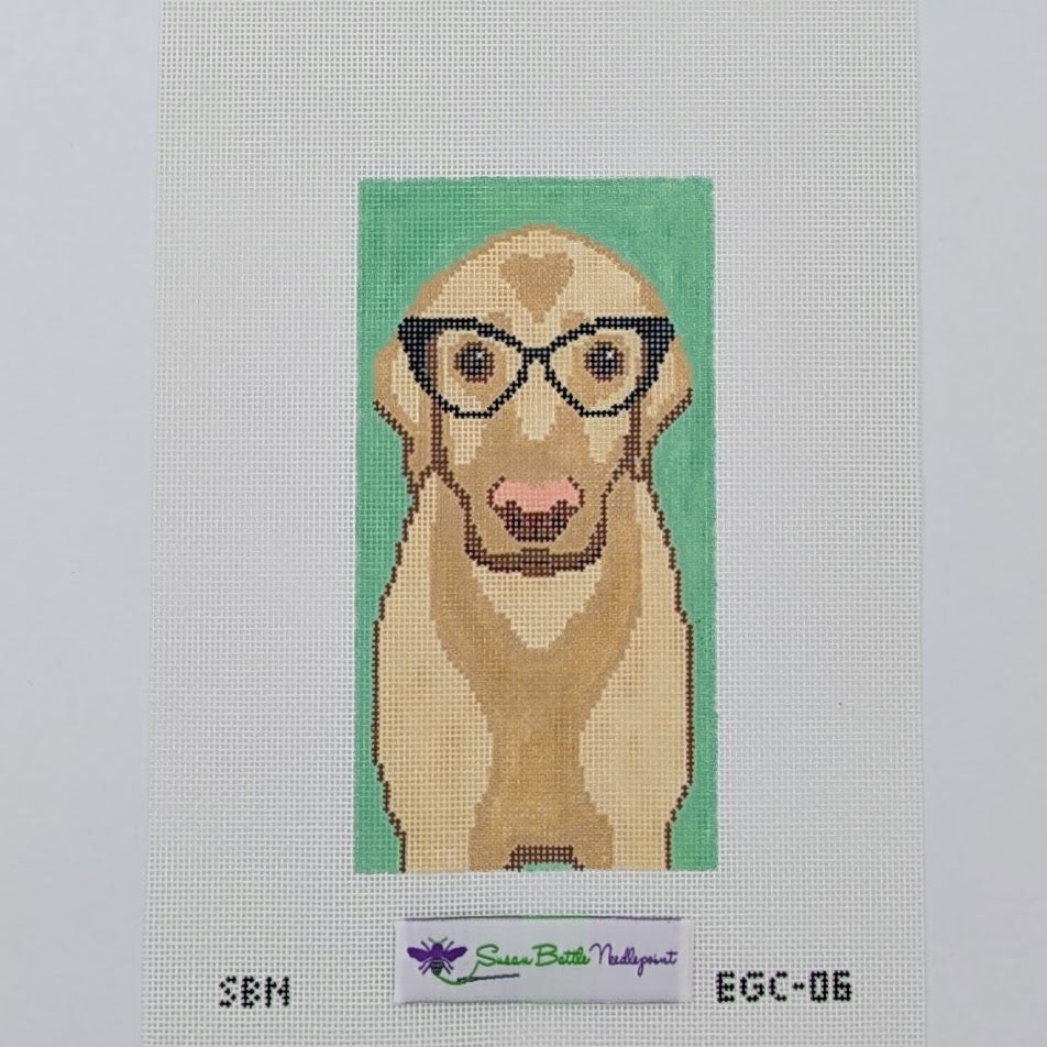 Yellow Lab with Glasses Eye Glass Case
