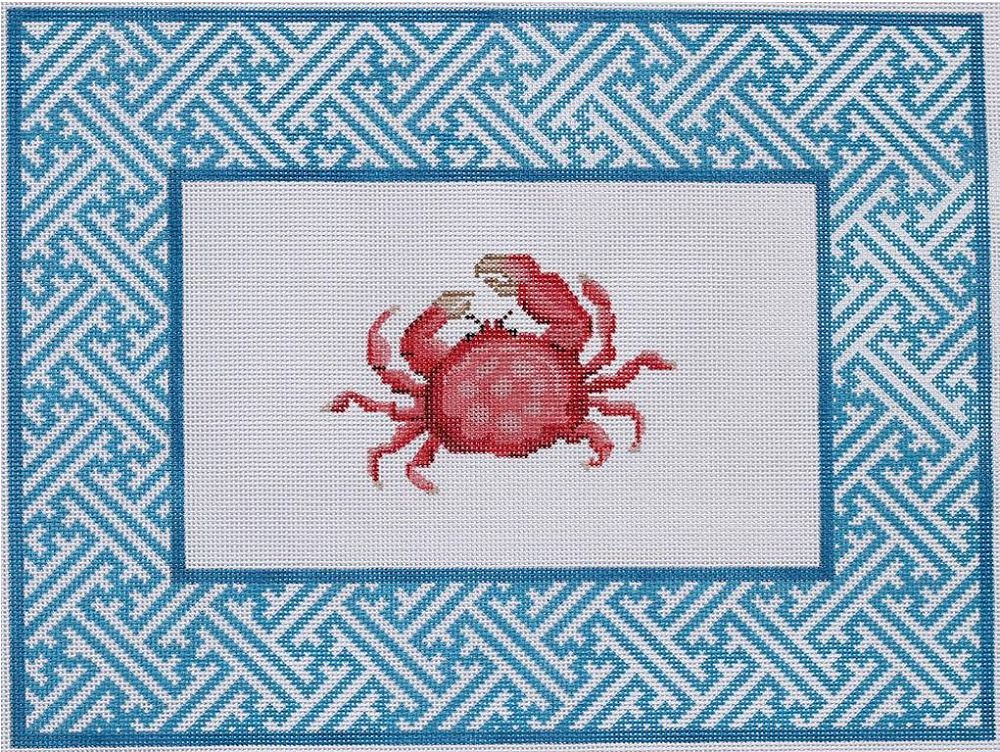 Crab & Blue Chinoiserie Lattice Border