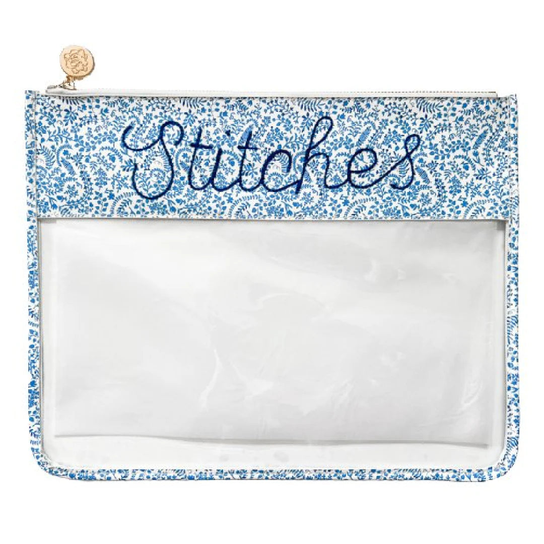 Large Printed Stitches Leather Project Bag - Paisley