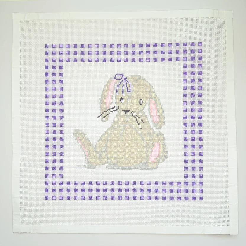 Bunny Lovey with Gingham Border