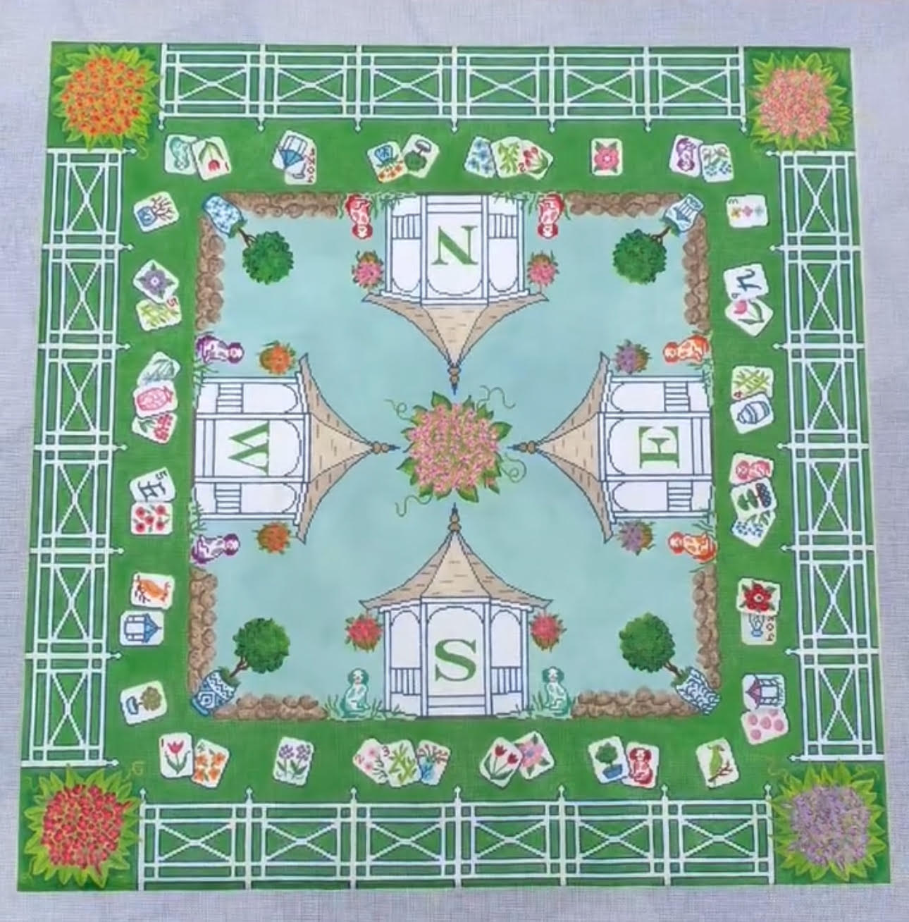English Country Garden Mahjong Mat